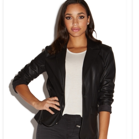 JustFab Jackets & Blazers - Faux leather BLAZER soft and comfy